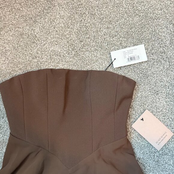 NWT, Odd Muse "The Ultimate Muse" Midi Strapless corset midi dress in brown - Picture 2 of 6